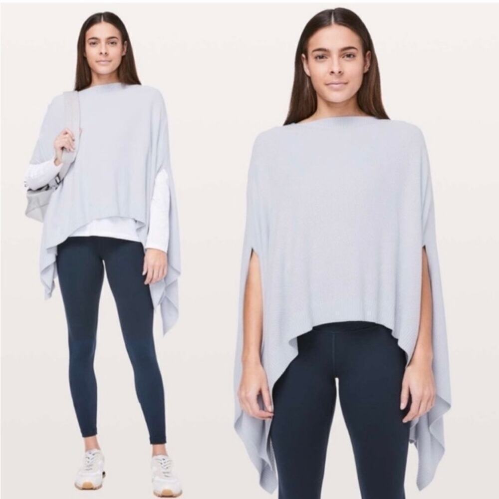 Lululemon Forward Flow Cape Poncho Scraf Silver Fox/A. White Sweater Fabric - Picture 2 of 16